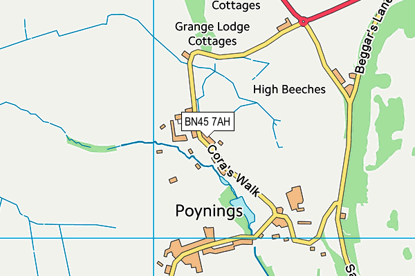 BN45 7AH map - OS VectorMap District (Ordnance Survey)