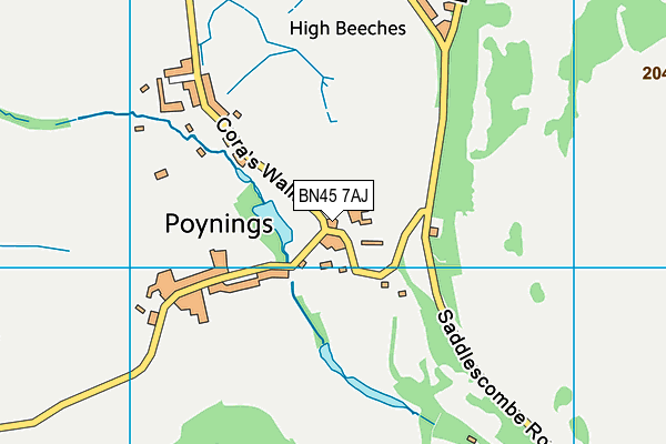 BN45 7AJ map - OS VectorMap District (Ordnance Survey)