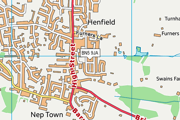 BN5 9JA map - OS VectorMap District (Ordnance Survey)
