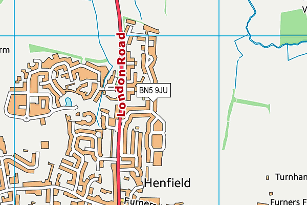 BN5 9JU map - OS VectorMap District (Ordnance Survey)