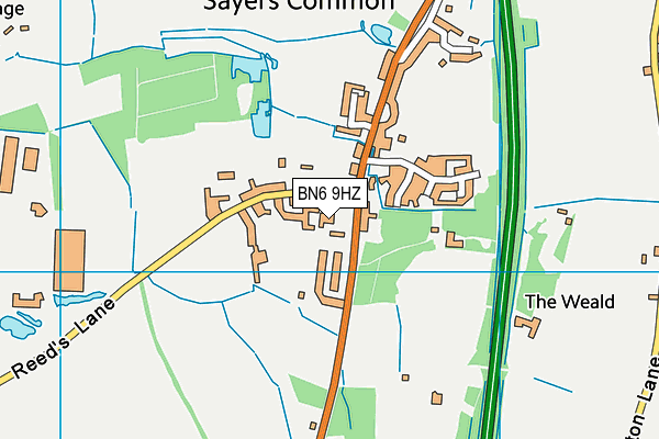 BN6 9HZ map - OS VectorMap District (Ordnance Survey)