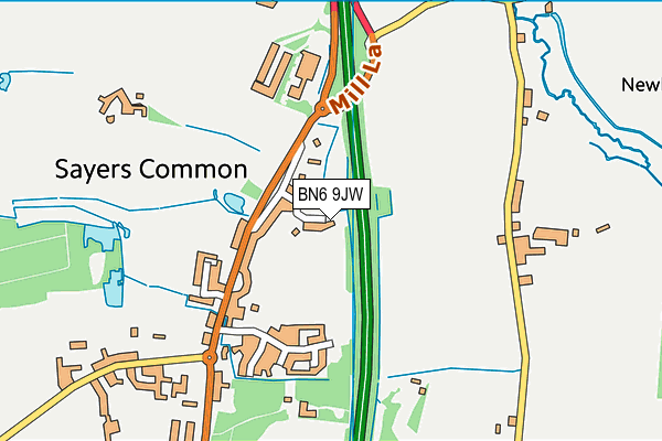 BN6 9JW map - OS VectorMap District (Ordnance Survey)