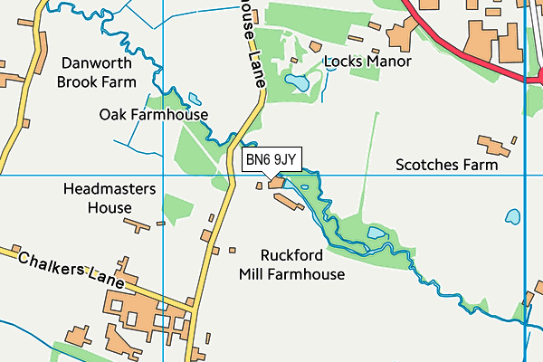 BN6 9JY map - OS VectorMap District (Ordnance Survey) BN6 9JY map - OS VectorMap District (Ordnance Survey)