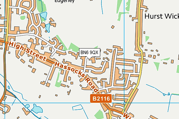 BN6 9QX map - OS VectorMap District (Ordnance Survey) BN6 9QX map - OS VectorMap District (Ordnance Survey)