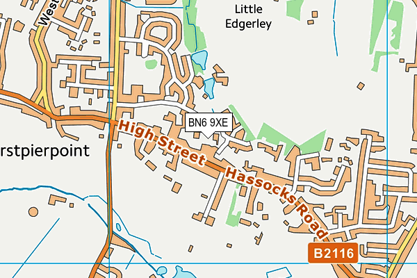 BN6 9XE map - OS VectorMap District (Ordnance Survey) BN6 9XE map - OS VectorMap District (Ordnance Survey)