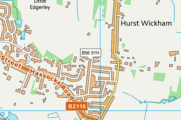 BN6 9YH map - OS VectorMap District (Ordnance Survey) BN6 9YH map - OS VectorMap District (Ordnance Survey)