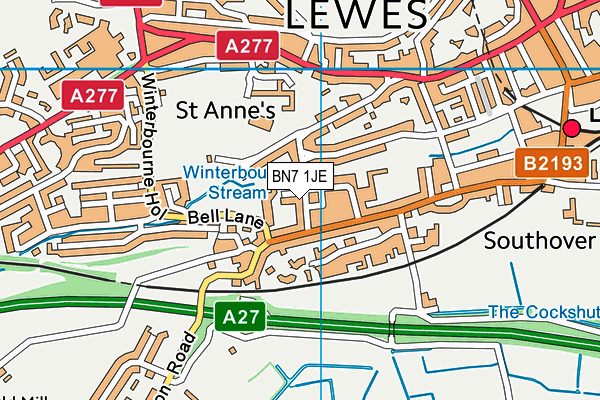 BN7 1JE map - OS VectorMap District (Ordnance Survey)