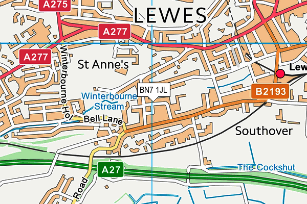 BN7 1JL map - OS VectorMap District (Ordnance Survey)