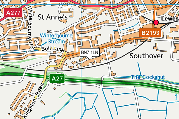 BN7 1LN map - OS VectorMap District (Ordnance Survey) BN7 1LN map - OS VectorMap District (Ordnance Survey)