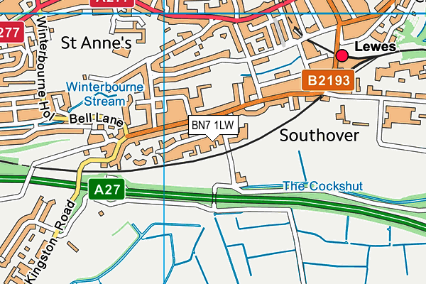 BN7 1LW map - OS VectorMap District (Ordnance Survey) BN7 1LW map - OS VectorMap District (Ordnance Survey)