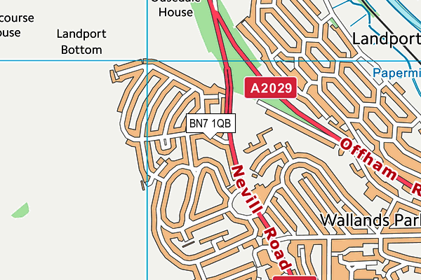 BN7 1QB map - OS VectorMap District (Ordnance Survey) BN7 1QB map - OS VectorMap District (Ordnance Survey)