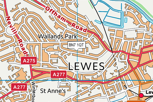 BN7 1QT map - OS VectorMap District (Ordnance Survey) BN7 1QT map - OS VectorMap District (Ordnance Survey)
