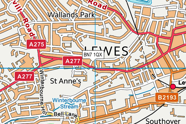 BN7 1QX map - OS VectorMap District (Ordnance Survey) BN7 1QX map - OS VectorMap District (Ordnance Survey)