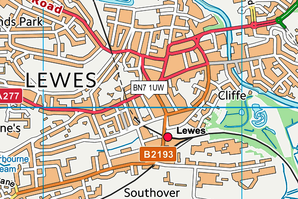 BN7 1UW map - OS VectorMap District (Ordnance Survey) BN7 1UW map - OS VectorMap District (Ordnance Survey)