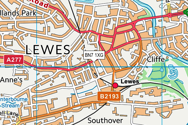 BN7 1XG map - OS VectorMap District (Ordnance Survey)