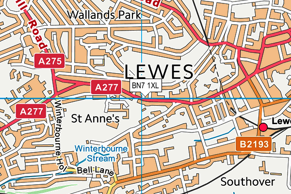 BN7 1XL map - OS VectorMap District (Ordnance Survey)