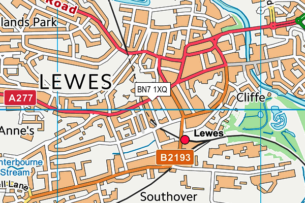 BN7 1XQ map - OS VectorMap District (Ordnance Survey)