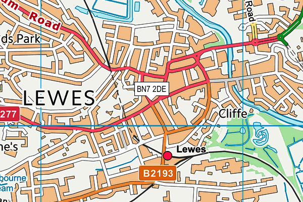 BN7 2DE map - OS VectorMap District (Ordnance Survey) BN7 2DE map - OS VectorMap District (Ordnance Survey)
