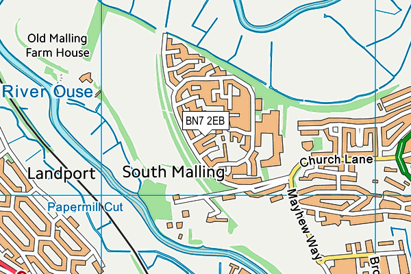 BN7 2EB map - OS VectorMap District (Ordnance Survey) BN7 2EB map - OS VectorMap District (Ordnance Survey)