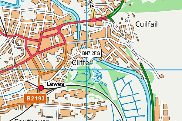 BN7 2FG map - OS VectorMap District (Ordnance Survey) BN7 2FG map - OS VectorMap District (Ordnance Survey)