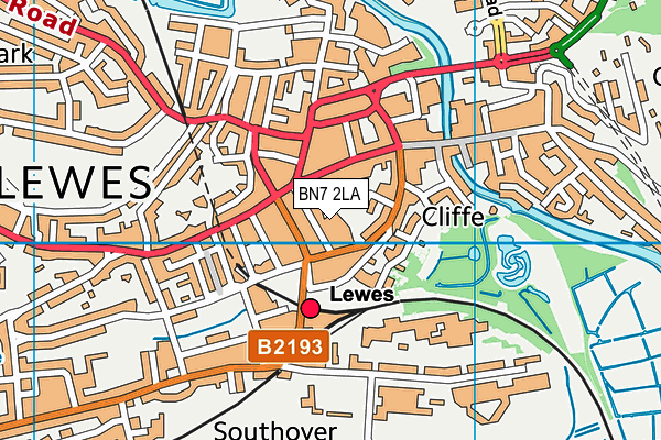 BN7 2LA map - OS VectorMap District (Ordnance Survey) BN7 2LA map - OS VectorMap District (Ordnance Survey)
