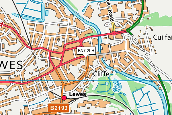 BN7 2LH map - OS VectorMap District (Ordnance Survey) BN7 2LH map - OS VectorMap District (Ordnance Survey)