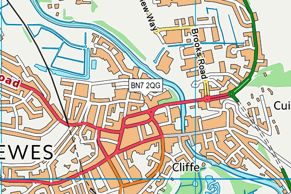 BN7 2QG map - OS VectorMap District (Ordnance Survey) BN7 2QG map - OS VectorMap District (Ordnance Survey)