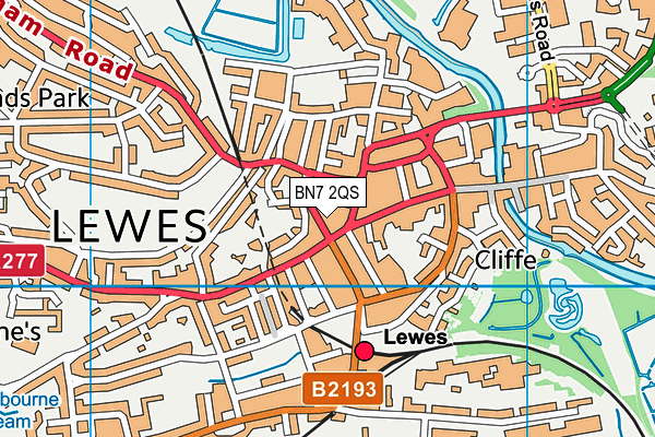 BN7 2QS map - OS VectorMap District (Ordnance Survey) BN7 2QS map - OS VectorMap District (Ordnance Survey)