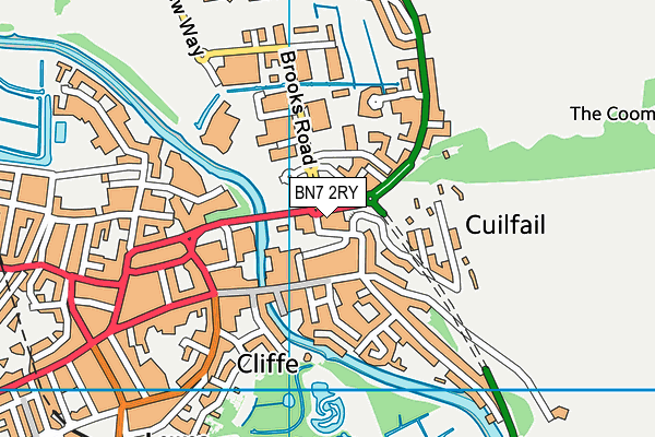 BN7 2RY map - OS VectorMap District (Ordnance Survey) BN7 2RY map - OS VectorMap District (Ordnance Survey)