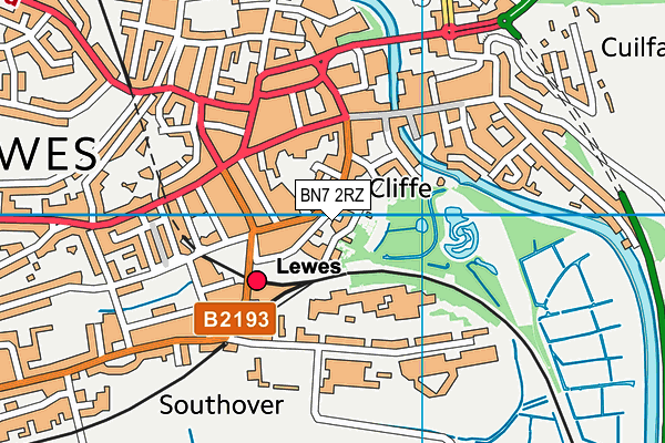 BN7 2RZ map - OS VectorMap District (Ordnance Survey) BN7 2RZ map - OS VectorMap District (Ordnance Survey)