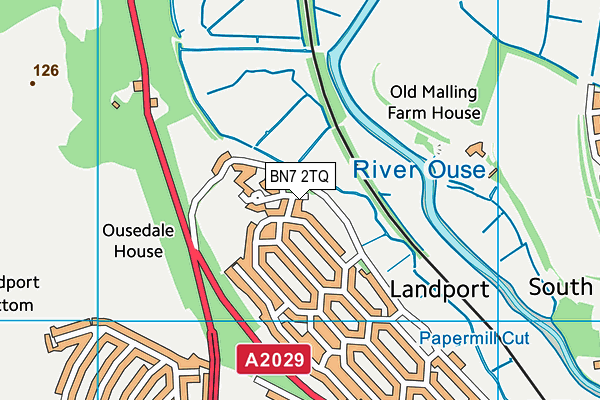 BN7 2TQ map - OS VectorMap District (Ordnance Survey) BN7 2TQ map - OS VectorMap District (Ordnance Survey)