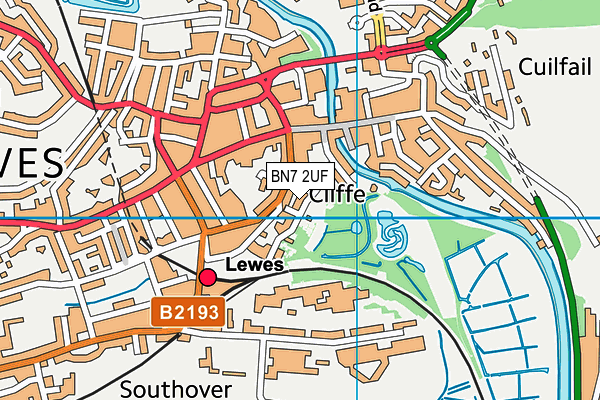 BN7 2UF map - OS VectorMap District (Ordnance Survey) BN7 2UF map - OS VectorMap District (Ordnance Survey)