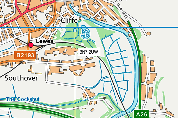 BN7 2UW map - OS VectorMap District (Ordnance Survey) BN7 2UW map - OS VectorMap District (Ordnance Survey)