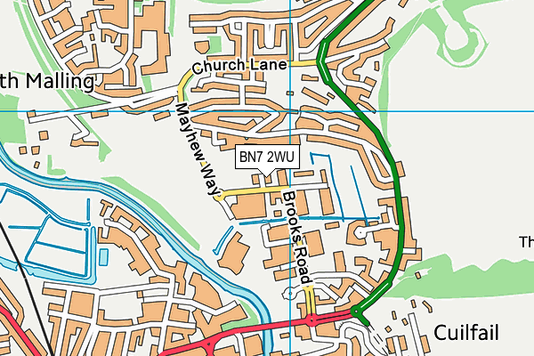 BN7 2WU map - OS VectorMap District (Ordnance Survey) BN7 2WU map - OS VectorMap District (Ordnance Survey)