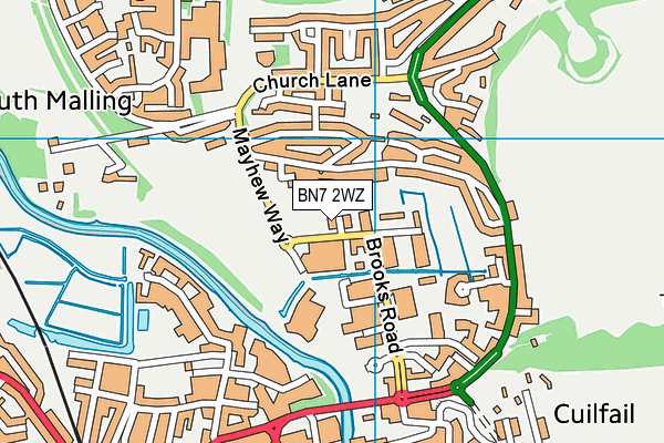 BN7 2WZ map - OS VectorMap District (Ordnance Survey) BN7 2WZ map - OS VectorMap District (Ordnance Survey)