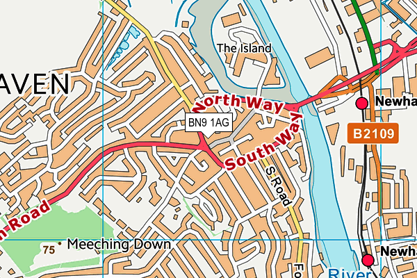 BN9 1AG map - OS VectorMap District (Ordnance Survey) BN9 1AG map - OS VectorMap District (Ordnance Survey)