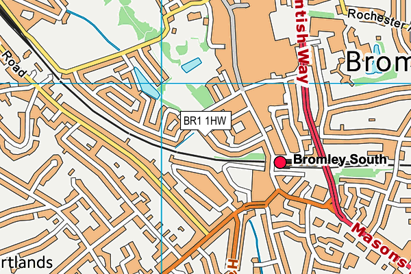 BR1 1HW map - OS VectorMap District (Ordnance Survey)