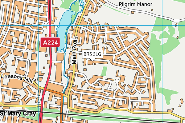 BR5 3LG map - OS VectorMap District (Ordnance Survey) BR5 3LG map - OS VectorMap District (Ordnance Survey)
