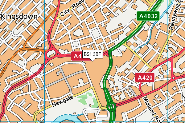 BS1 3BF map - OS VectorMap District (Ordnance Survey) BS1 3BF map - OS VectorMap District (Ordnance Survey)