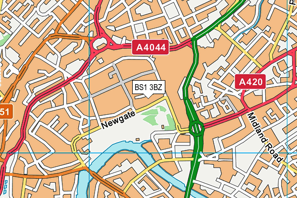 BS1 3BZ map - OS VectorMap District (Ordnance Survey) BS1 3BZ map - OS VectorMap District (Ordnance Survey)