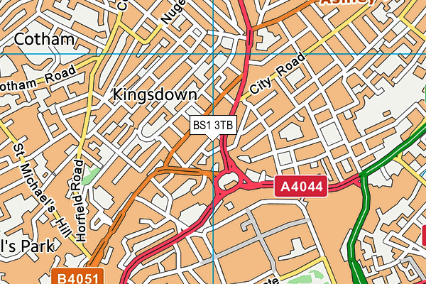 BS1 3TB map - OS VectorMap District (Ordnance Survey)