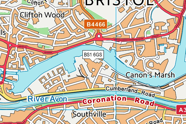 BS1 6GS map - OS VectorMap District (Ordnance Survey)