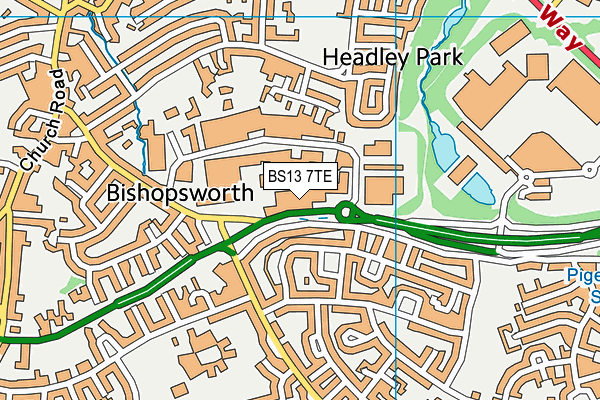 BS13 7TE map - OS VectorMap District (Ordnance Survey)