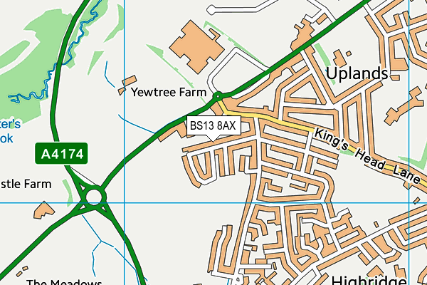BS13 8AX map - OS VectorMap District (Ordnance Survey) BS13 8AX map - OS VectorMap District (Ordnance Survey)