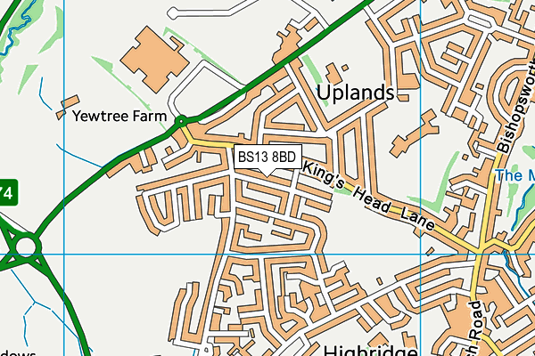 BS13 8BD map - OS VectorMap District (Ordnance Survey)