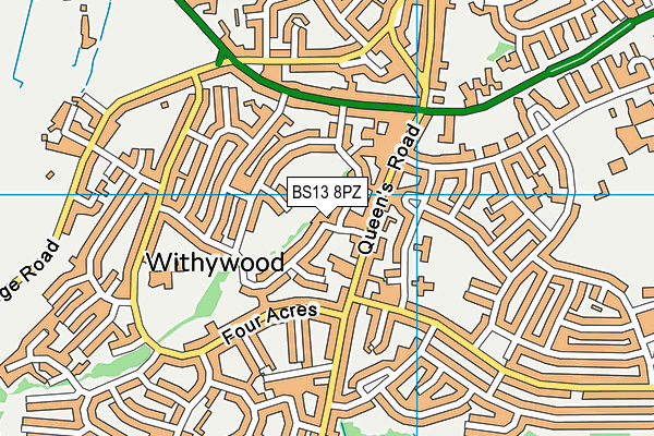 BS13 8PZ map - OS VectorMap District (Ordnance Survey)