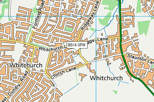 BS14 0PW map - OS VectorMap District (Ordnance Survey)