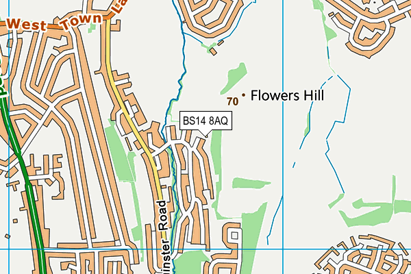 BS14 8AQ map - OS VectorMap District (Ordnance Survey) BS14 8AQ map - OS VectorMap District (Ordnance Survey)
