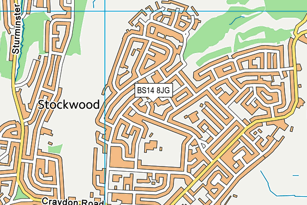 BS14 8JG map - OS VectorMap District (Ordnance Survey) BS14 8JG map - OS VectorMap District (Ordnance Survey)