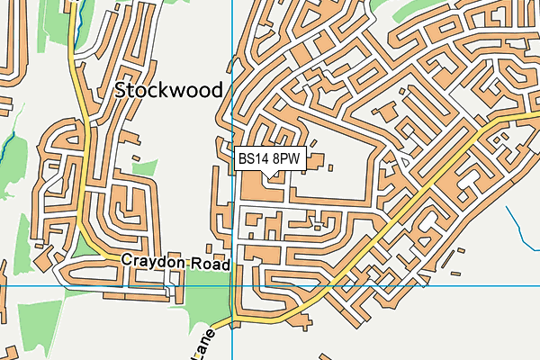 BS14 8PW map - OS VectorMap District (Ordnance Survey) BS14 8PW map - OS VectorMap District (Ordnance Survey)